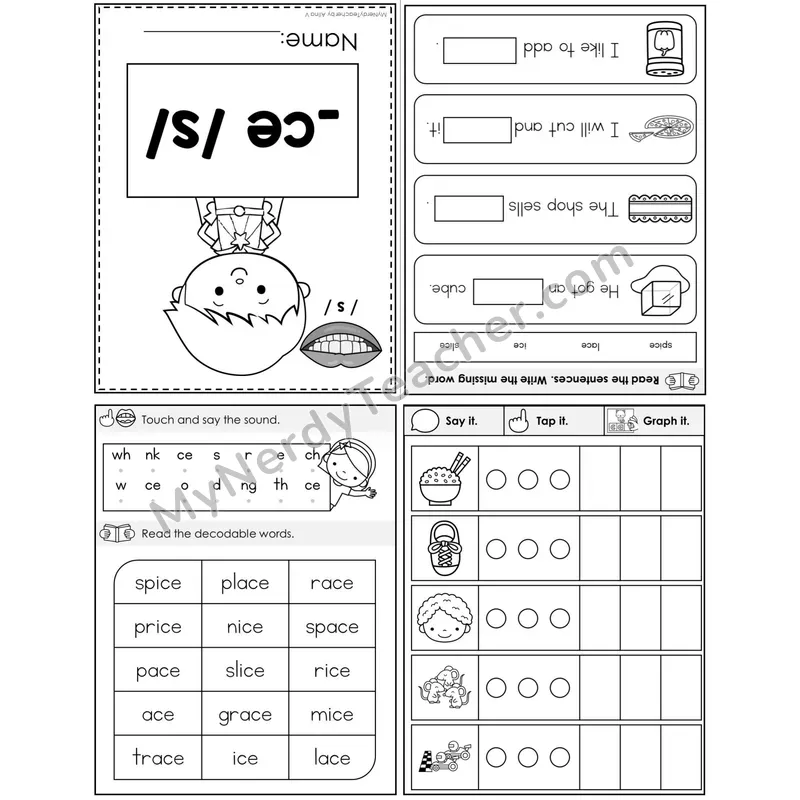 Soft C (_ce /s/) Foldable Decodable Mini Book — Printable PDF