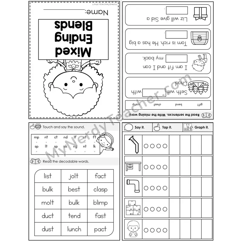 Mixed Ending Blends Foldable Decodable Mini Book — Printable PDF