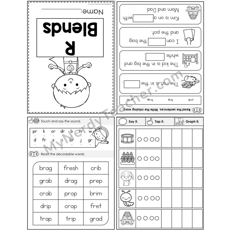 R Blends Foldable Decodable Mini Book — Printable PDF