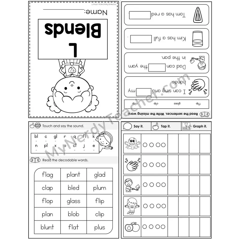 L Blends Foldable Decodable Mini Book — Printable PDF
