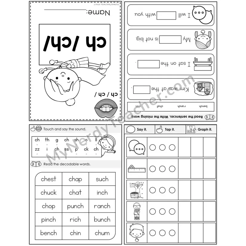 ch Digraph (/ch/) Foldable Decodable Mini Book — Printable PDF