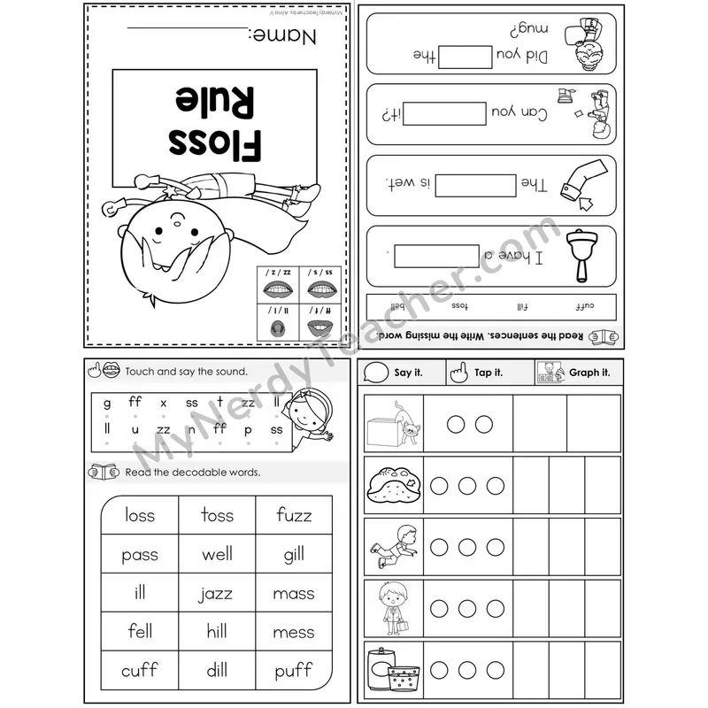 Floss Rule (ff, ll, ss, zz) Foldable Mini Book — Printable PDF