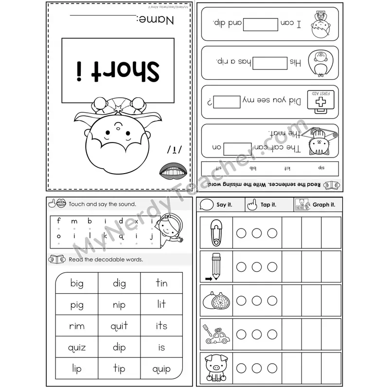 Short I Foldable Decodable Mini Book — Printable PDF