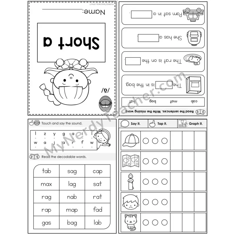 Short A Foldable Decodable Mini Book — Printable PDF