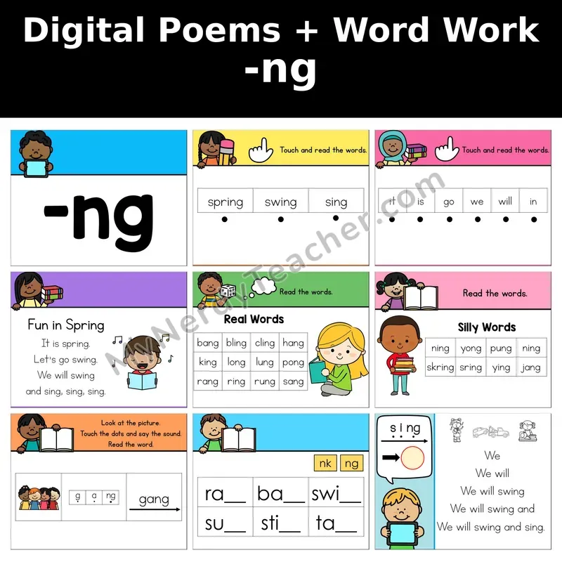 ng Digraph Digital Poems and Word Work — Decodable Activity (Fun in Spring)