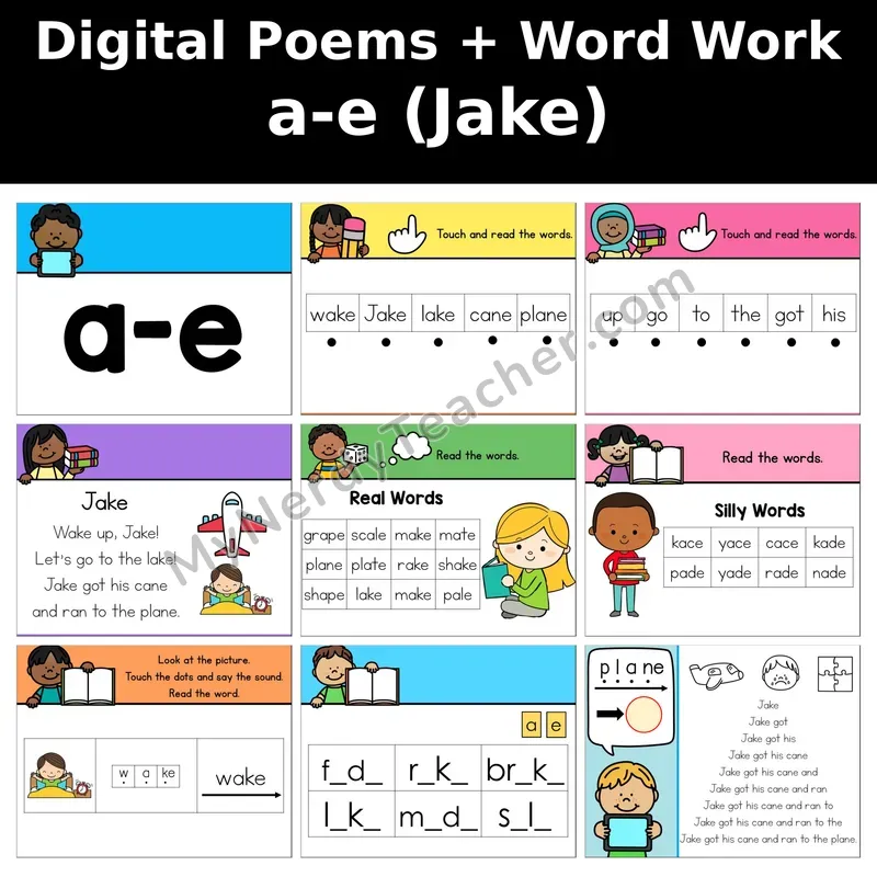 a_e (Long a, Magic e) Digital Poems and Word Work — Decodable Activity (Jake)