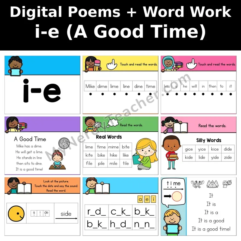 i_e (Long i, Magic e) Digital Poems and Word Work — Decodable Activity (A Good Time)