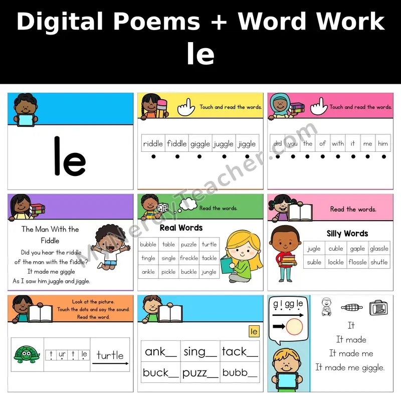 Consonant -le Ending Digital Poems and Word Work — Decodable Activity (The Man With the Fiddle)