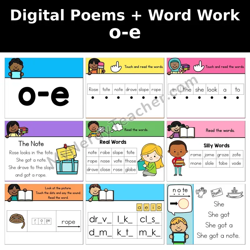 o_e (Long o, Magic e) Digital Poems and Word Work — Decodable Activity (The Note)