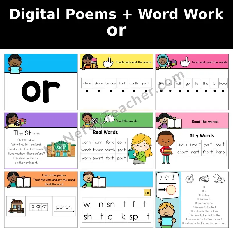 or R-Controlled Vowel Digital Poems and Word Work — Decodable Activity (The Store)