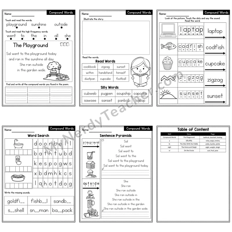 Compound Words Decodable Poem and Worksheets — The Playground