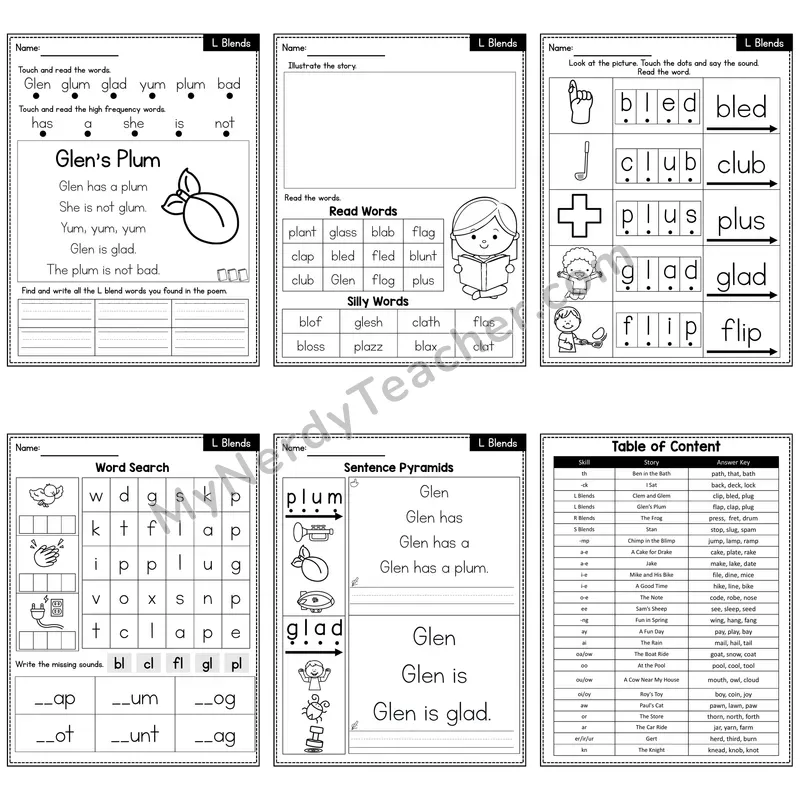 L Blends Decodable Poem and Worksheets — Glen's Plum