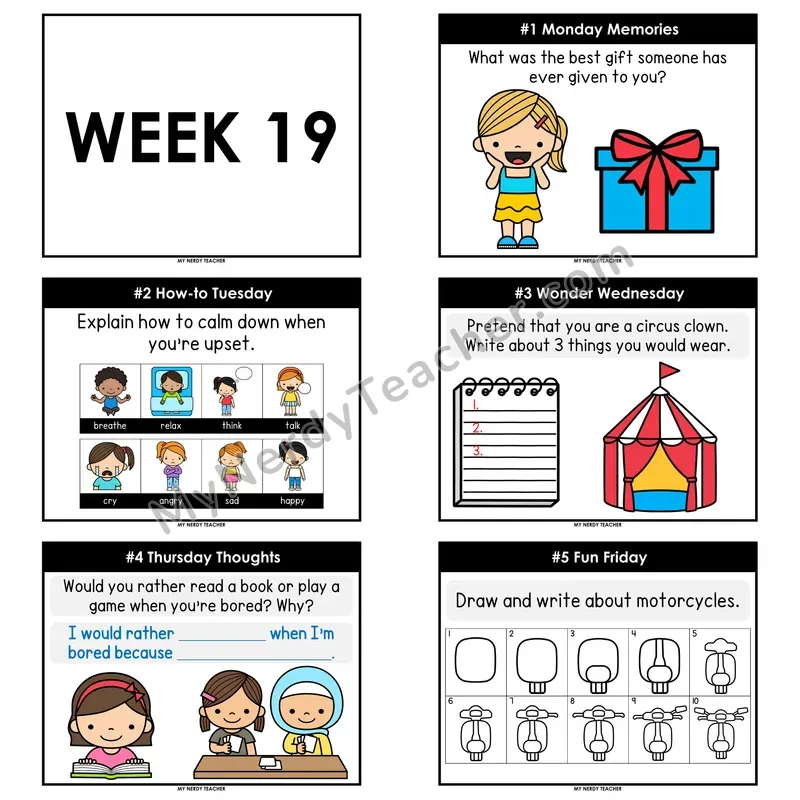 2nd & 3rd Grade Daily Writing Prompts — Week 19 (Printable PDF)
