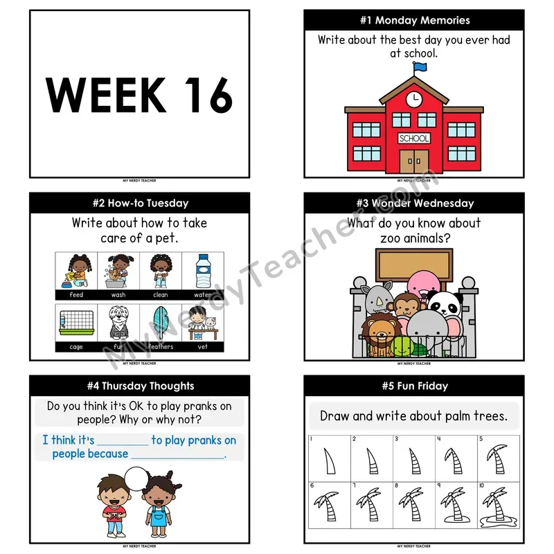 2nd & 3rd Grade Daily Writing Prompts — Week 16 (Printable PDF)