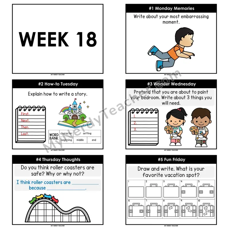 2nd & 3rd Grade Daily Writing Prompts — Week 18 (Printable PDF)