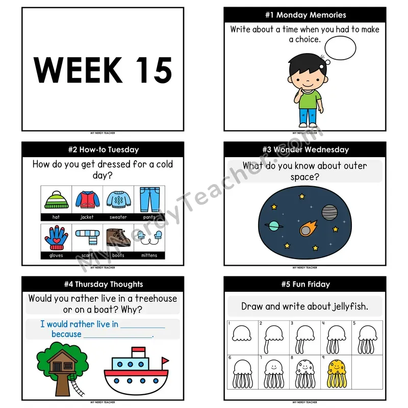 2nd & 3rd Grade Daily Writing Prompts — Week 15 (Printable PDF)