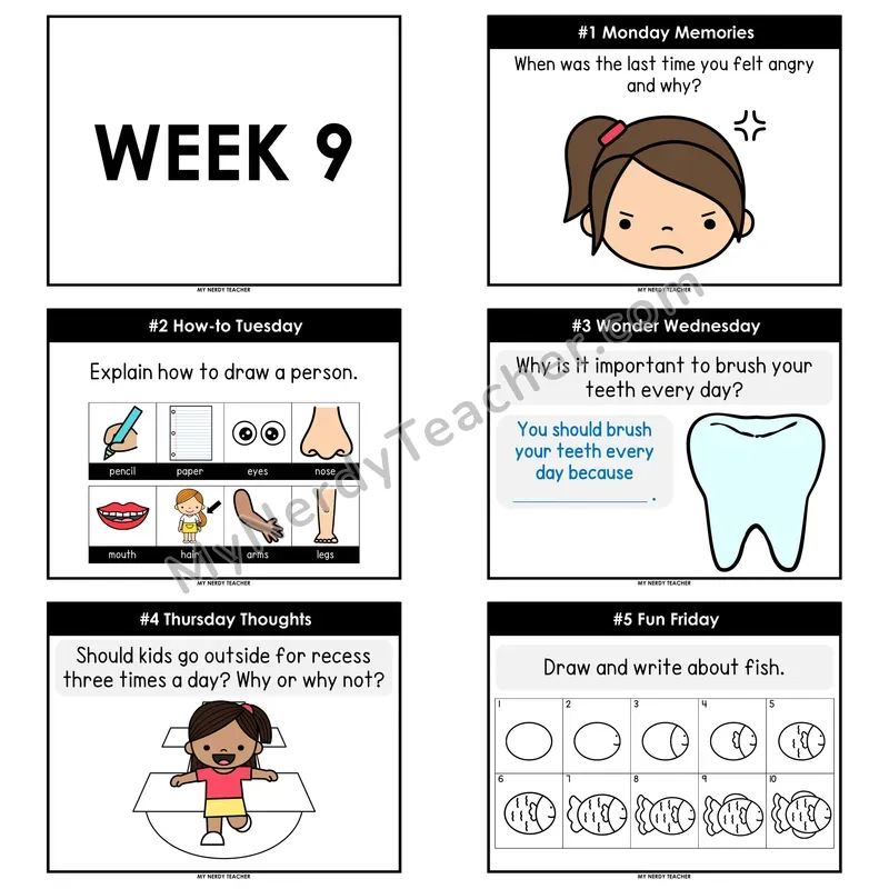 2nd & 3rd Grade Daily Writing Prompts — Week 09 (Printable PDF)