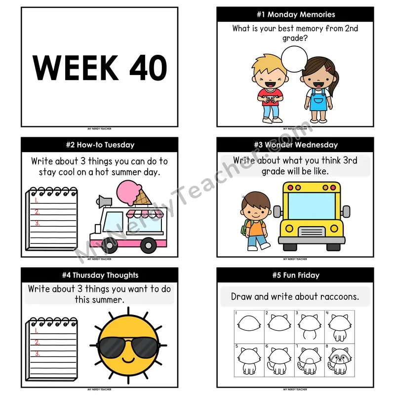 2nd & 3rd Grade Daily Writing Prompts — Week 40 (Printable PDF)