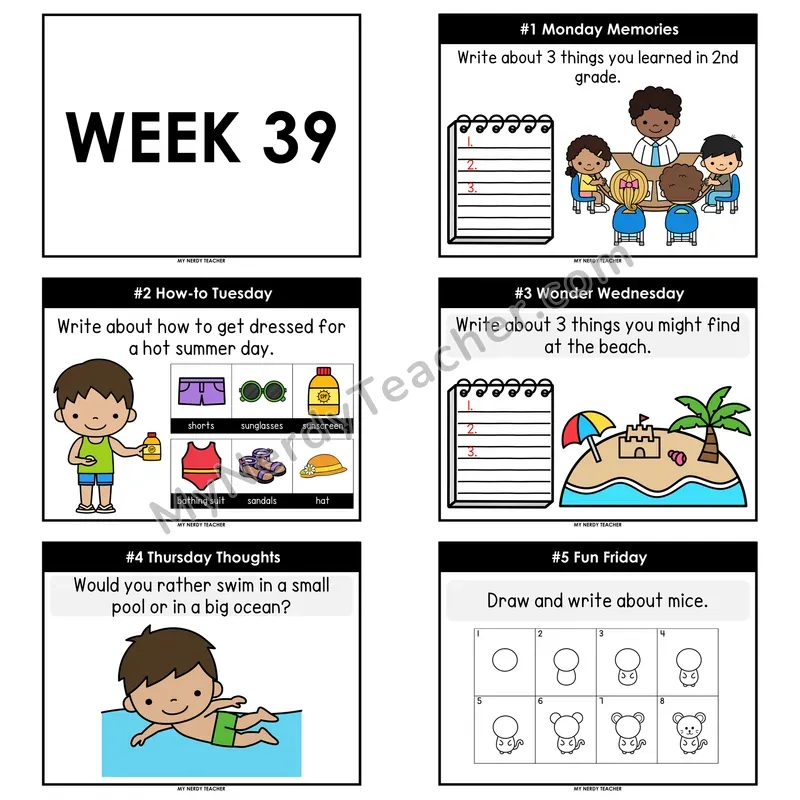 2nd & 3rd Grade Daily Writing Prompts — Week 39 (Printable PDF)