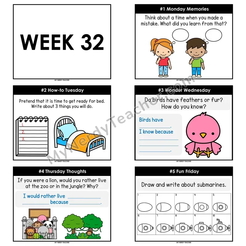 2nd & 3rd Grade Daily Writing Prompts — Week 32 (Printable PDF)