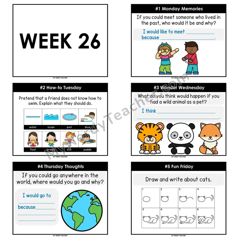2nd & 3rd Grade Daily Writing Prompts — Week 26 (Printable PDF)