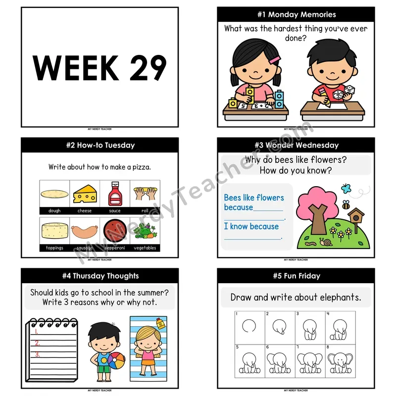 2nd & 3rd Grade Daily Writing Prompts — Week 29 (Printable PDF)