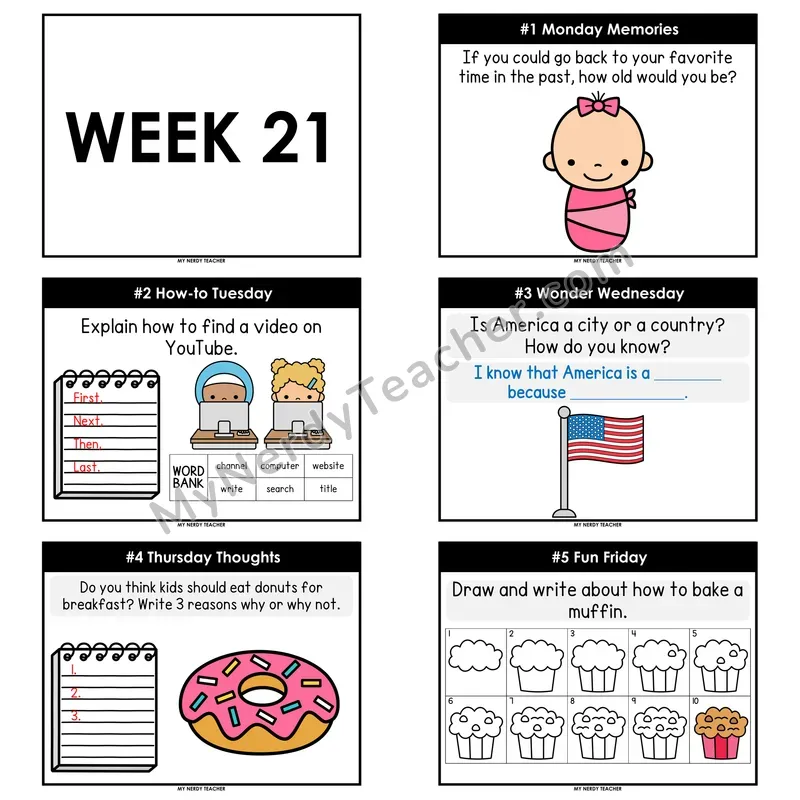 2nd & 3rd Grade Daily Writing Prompts — Week 21 (Printable PDF)