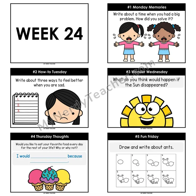 2nd & 3rd Grade Daily Writing Prompts — Week 24 (Printable PDF)