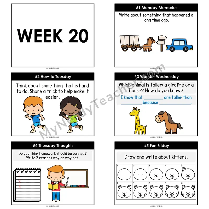 2nd & 3rd Grade Daily Writing Prompts — Week 20 (Printable PDF)