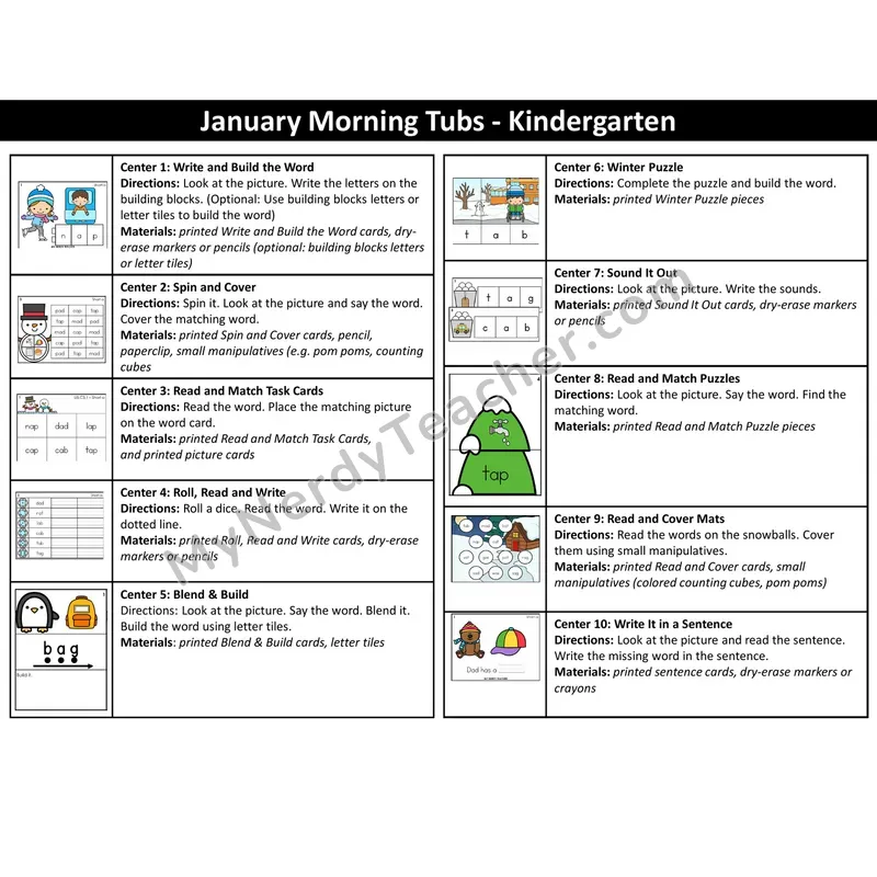 Short Vowel CVC Task Cards - January Winter Animals (Color)
