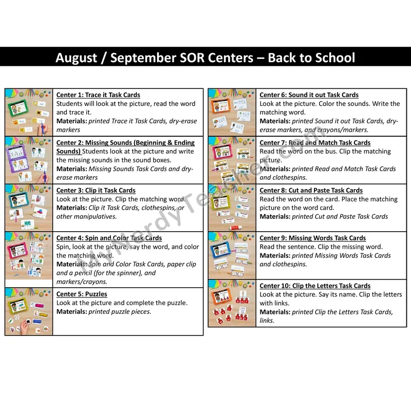 Short Vowel CVC Task Cards - Back to School (Color)