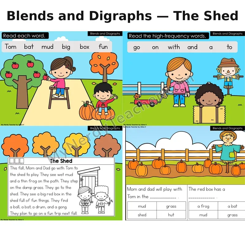 Blends and Digraphs Decodable Reader (Digital) — Fall: The Shed
