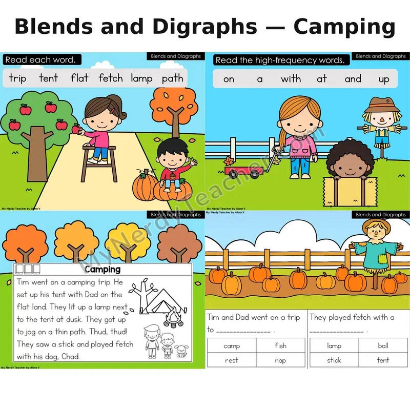 Blends and Digraphs Decodable Reader (Digital) — Fall: Camping
