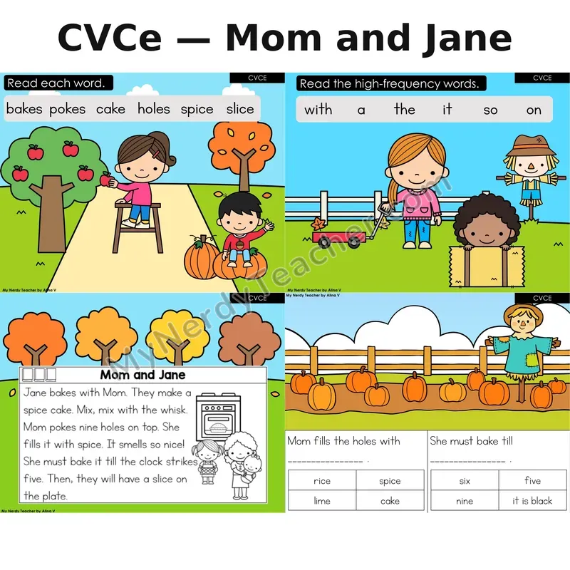 CVCe Silent E Decodable Reader (Digital) — Fall: Mom and Jane