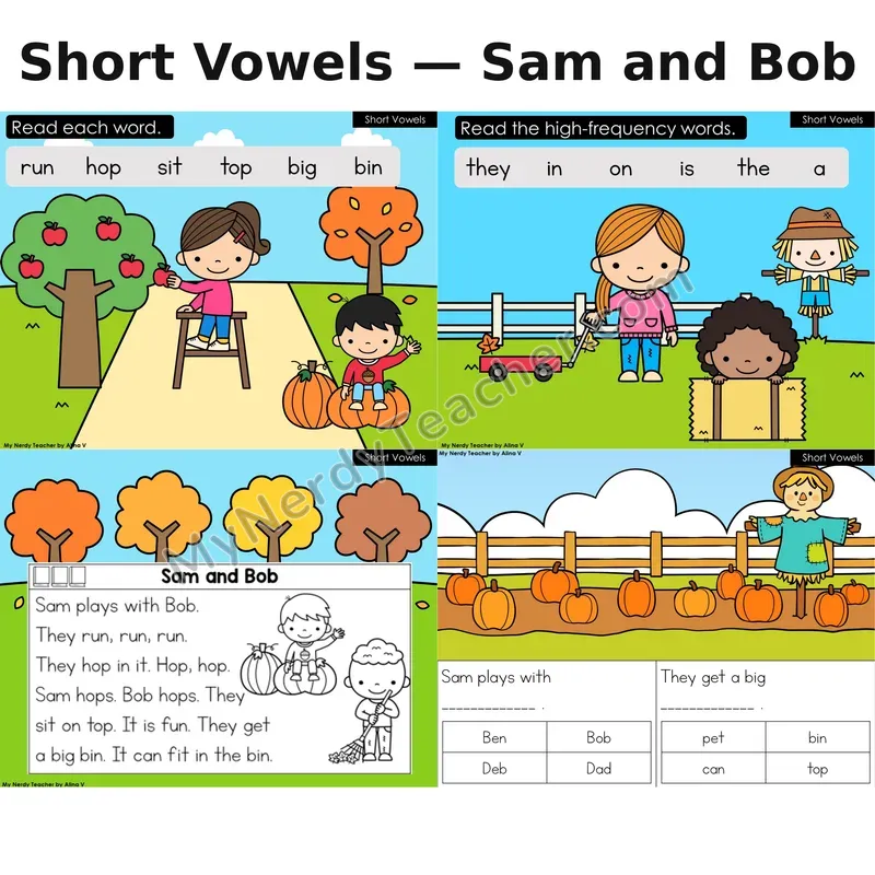 Short Vowels Decodable Reader (Digital) — Fall: Sam and Bob
