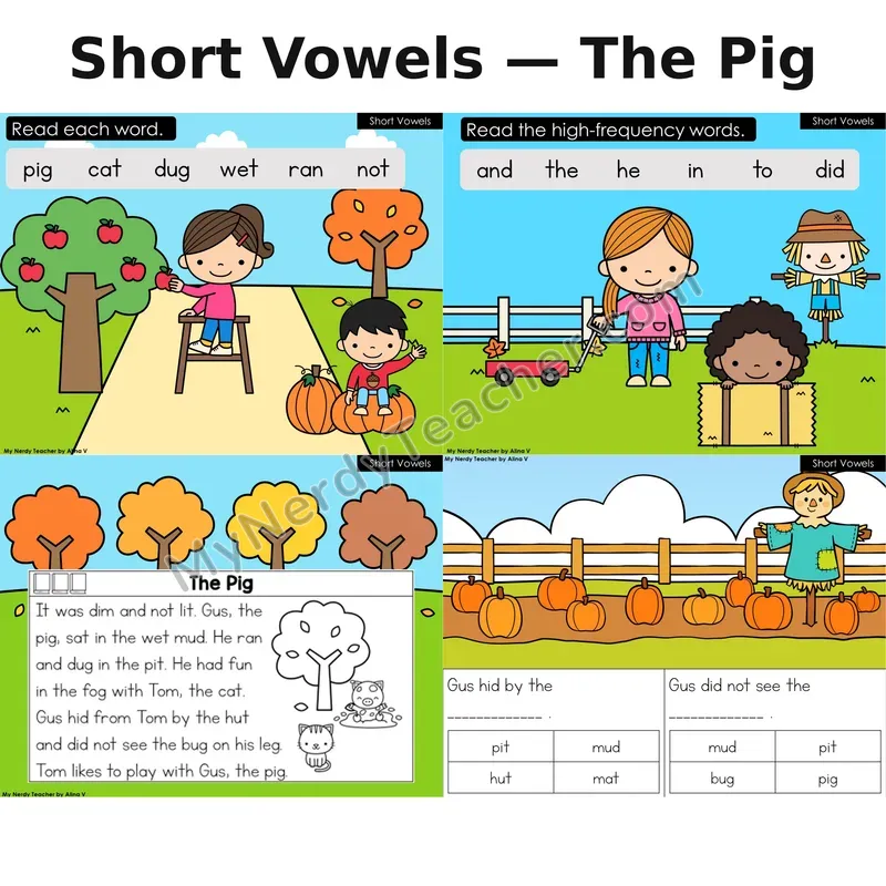 Short Vowels Decodable Reader (Digital) — Fall: The Pig