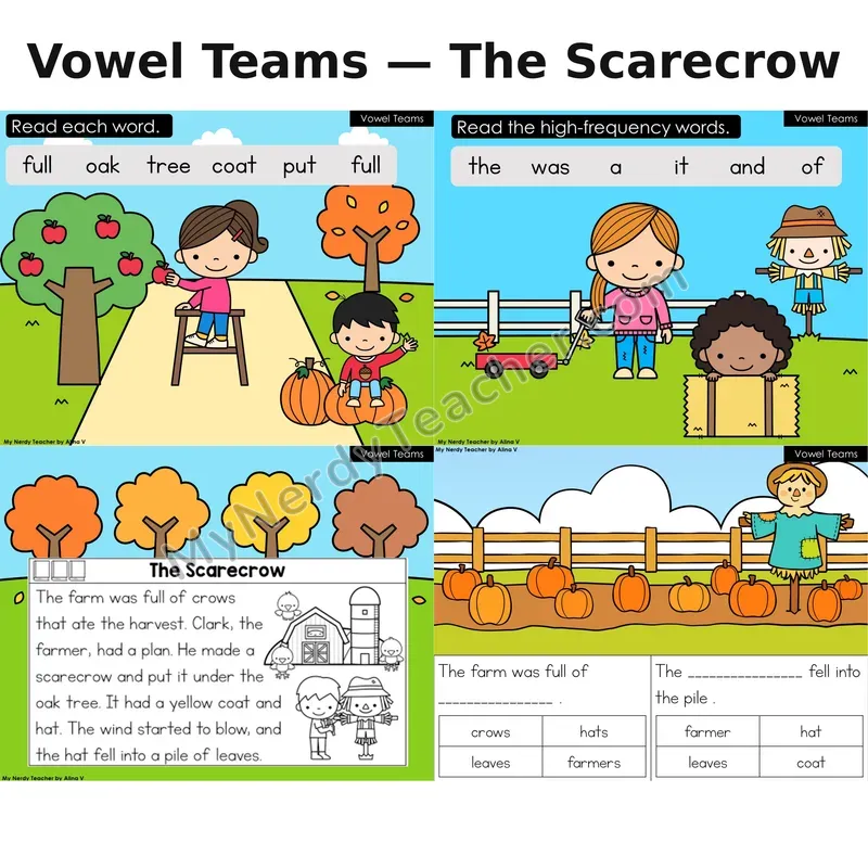 Vowel Teams Decodable Reader (Digital) — Fall: The Scarecrow
