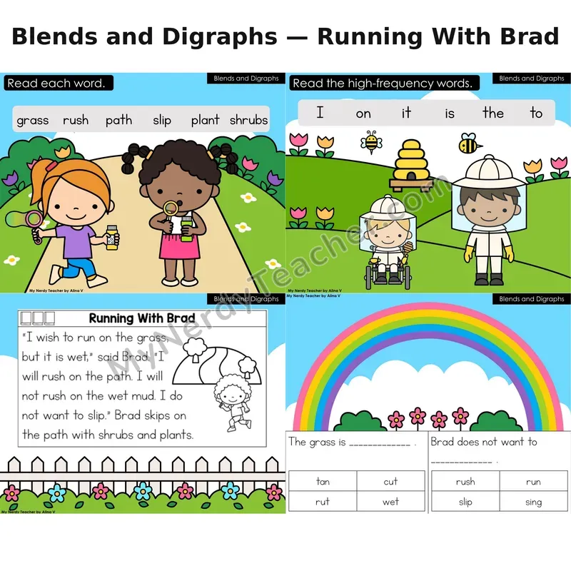 Blends and Digraphs Decodable Reader (Digital) — Spring: Running With Brad