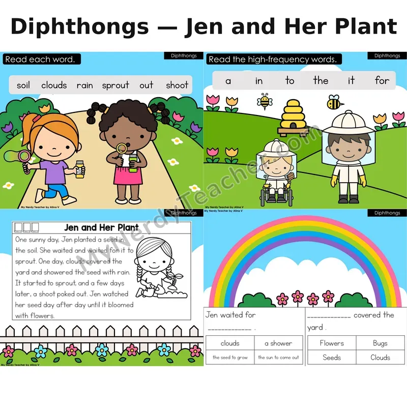 Diphthongs Decodable Reader (Digital) — Spring: Jen and Her Plant
