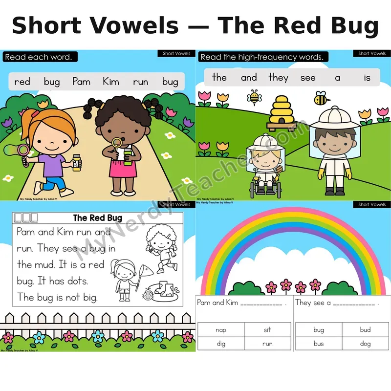 Short Vowels Decodable Reader (Digital) — Spring: The Red Bug