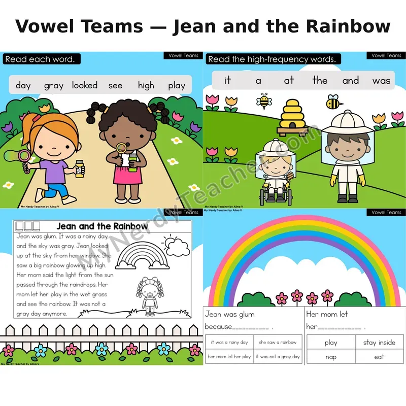Vowel Teams Decodable Reader (Digital) — Spring: Jean and the Rainbow
