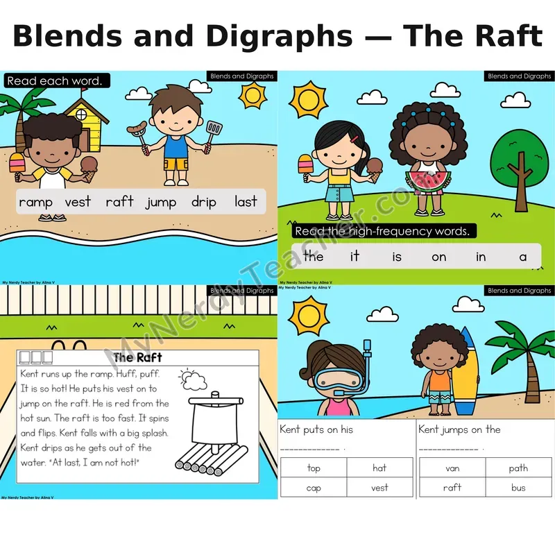 Blends and Digraphs Decodable Reader (Digital) — Summer: The Raft