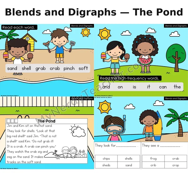 Blends and Digraphs Decodable Reader (Digital) — Summer: The Pond