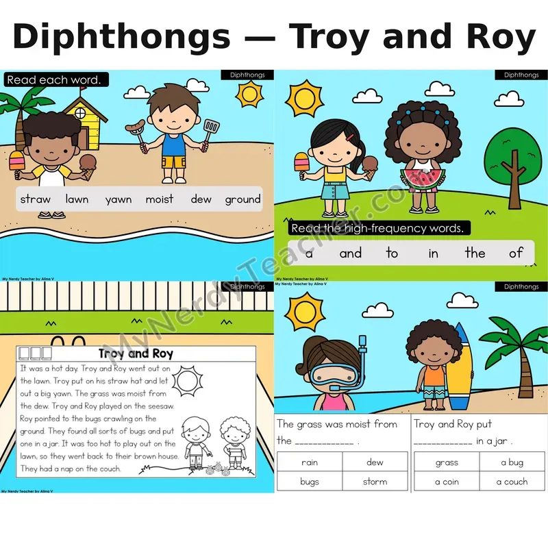 Diphthongs Decodable Reader (Digital) — Summer: Troy and Roy