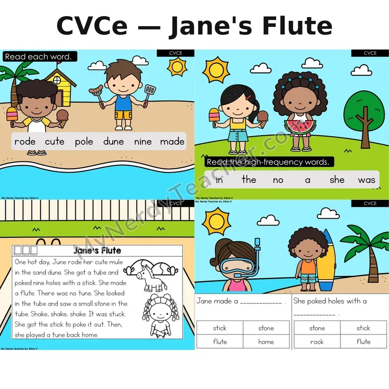 CVCe Silent E Decodable Reader (Digital) — Summer: Jane's Flute