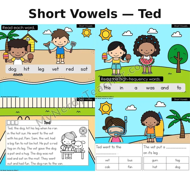 Short Vowels Decodable Reader (Digital) — Summer: Ted