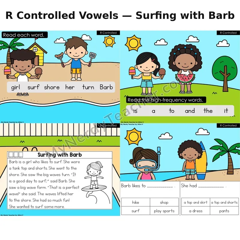 R-Controlled Vowels Decodable Reader (Digital) — Summer: Surfing with Barb