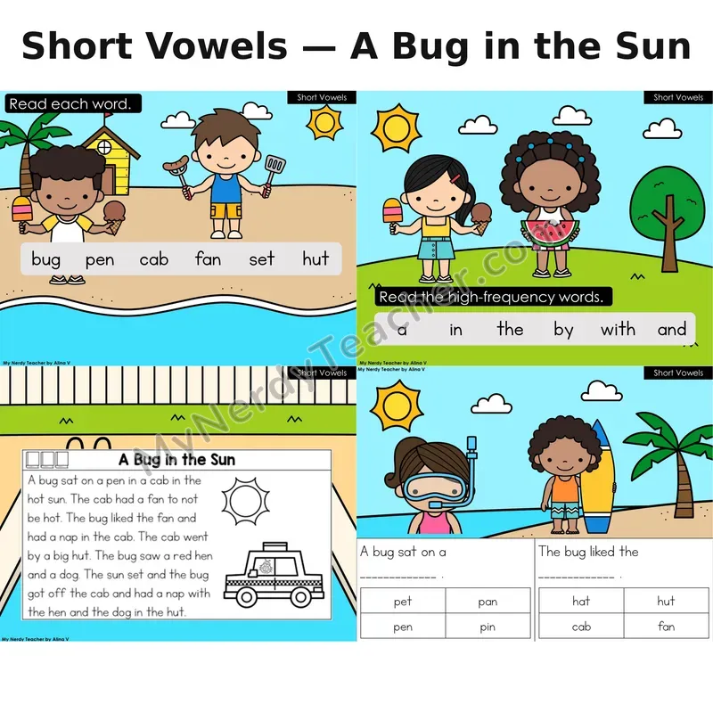Short Vowels Decodable Reader (Digital) — Summer: A Bug in the Sun