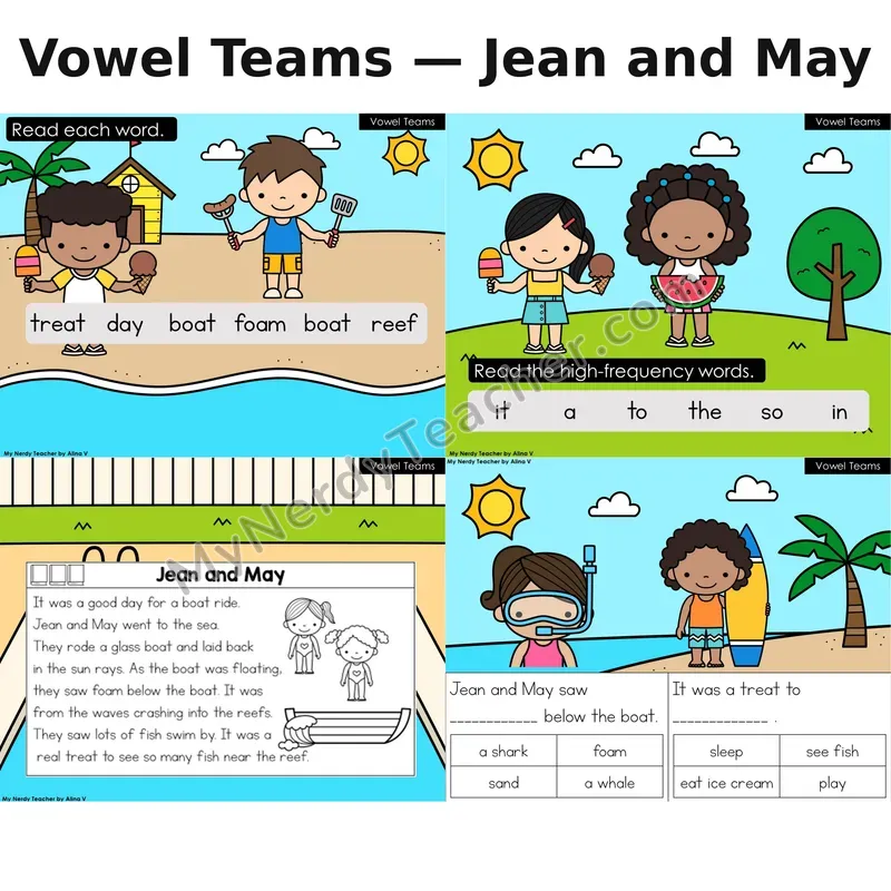 Vowel Teams Decodable Reader (Digital) — Summer: Jean and May