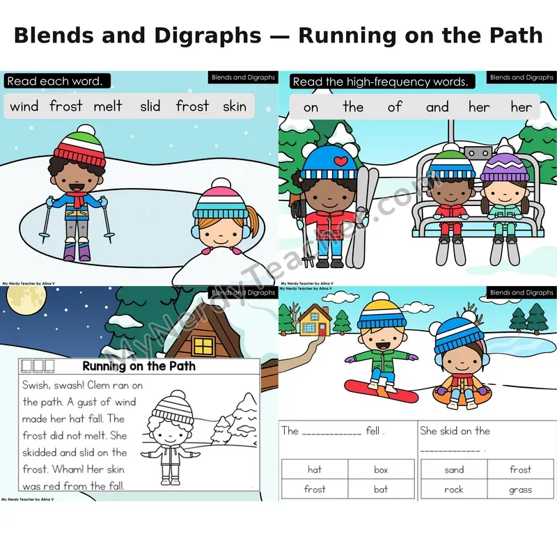 Blends and Digraphs Decodable Reader (Digital) — Winter: Running on the Path